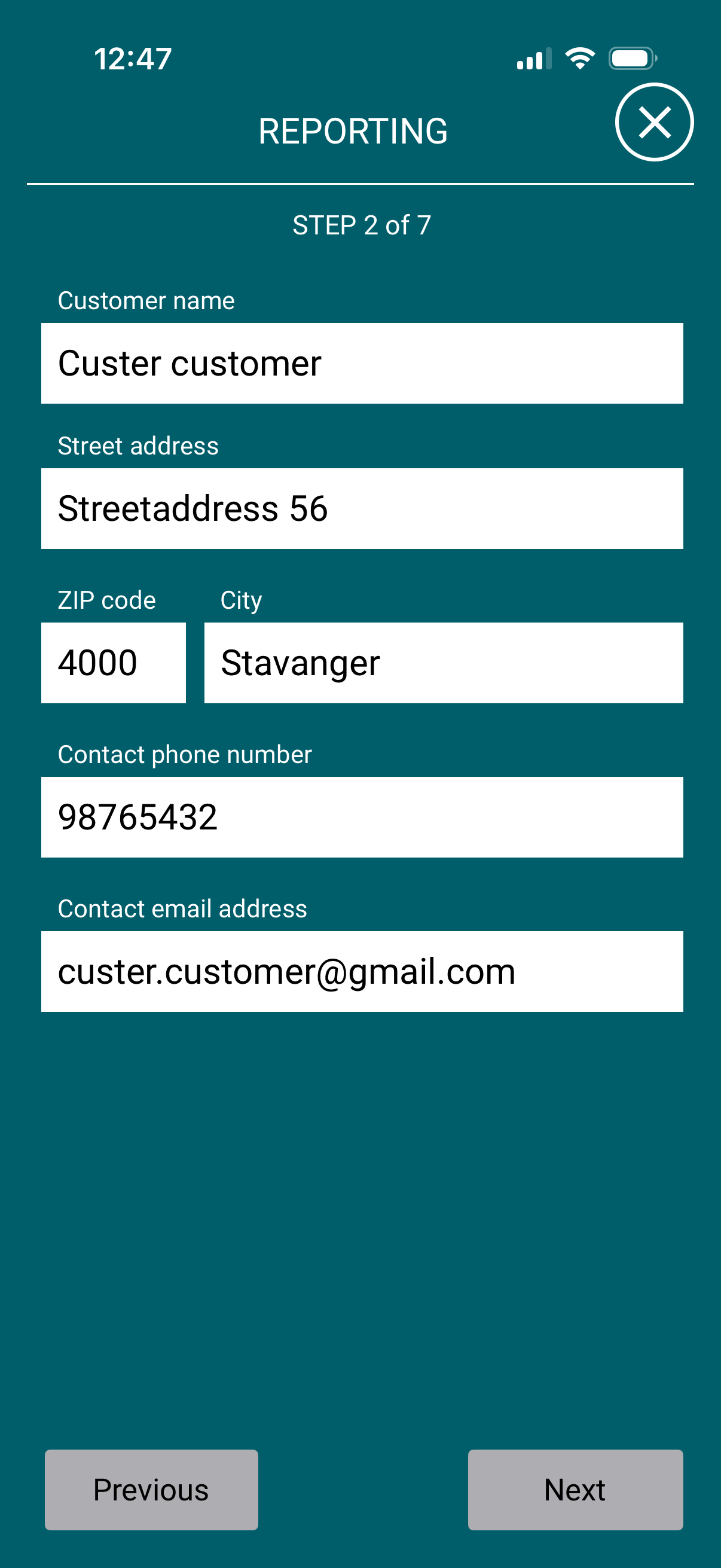 Step 2 – customer details