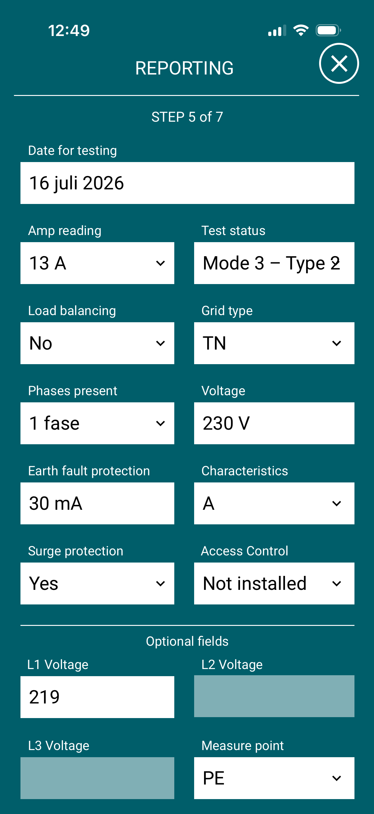 Step 5 – test measurements