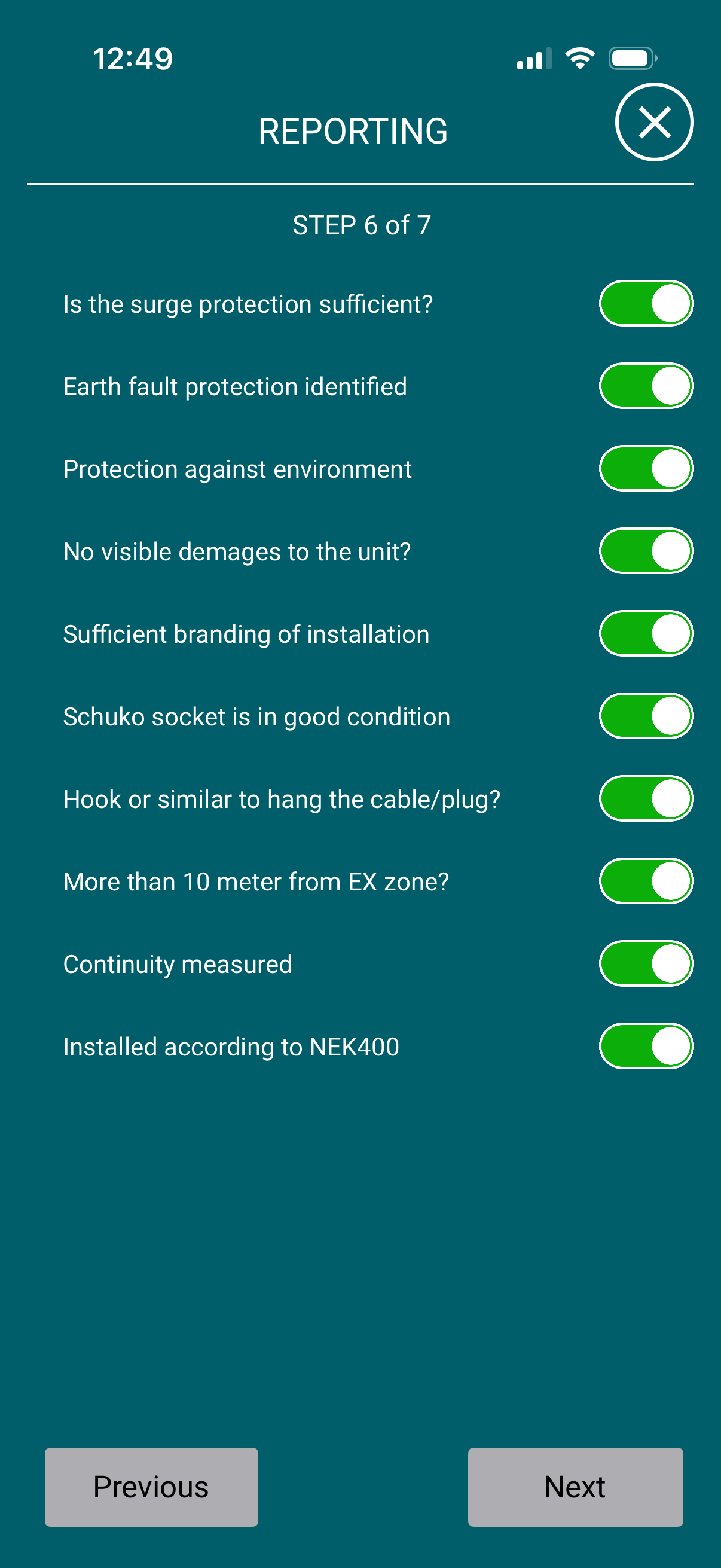 Step 6 – inspection checklist
